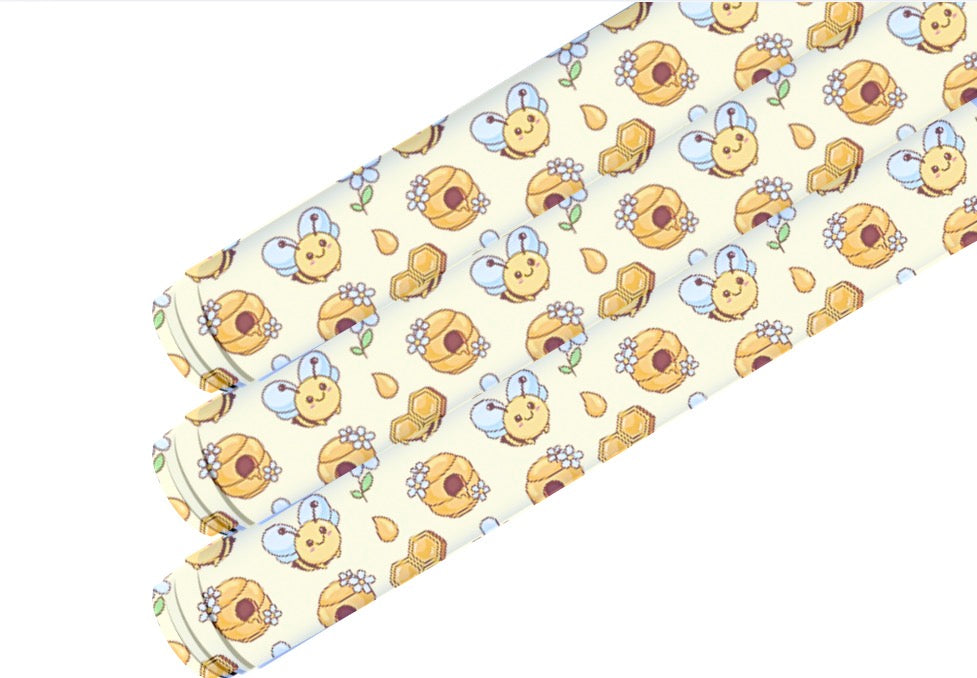 In house leatherette printed fabric A4 Honey pot Bee