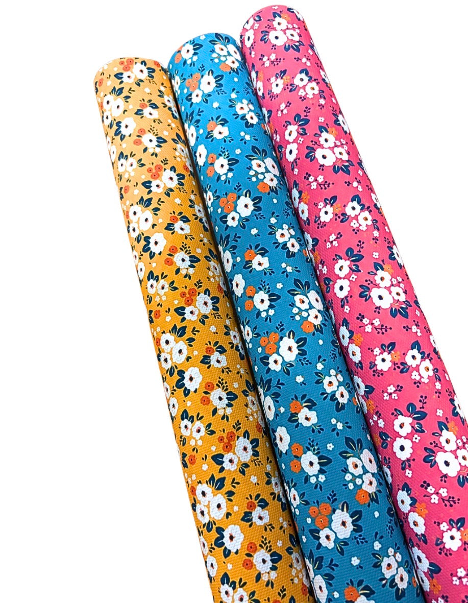 3 Piece Posies Floral themed Canvas fabric set A4
