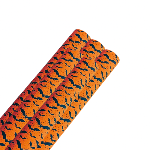 Orange Bats Halloween themed printed premium canvas fabric fabric