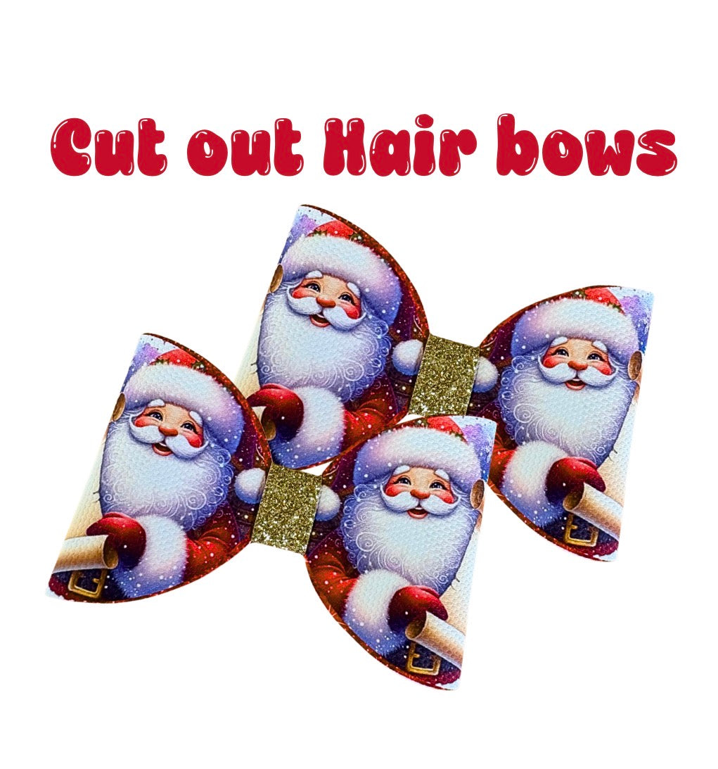 7 x Cut around hair bow loops 3.5” Canvas/leatherette Santa’s List