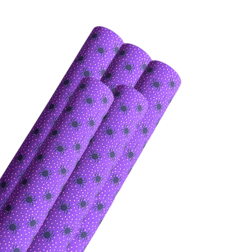 Purple spider Halloween themed printed premium canvas fabric fabric