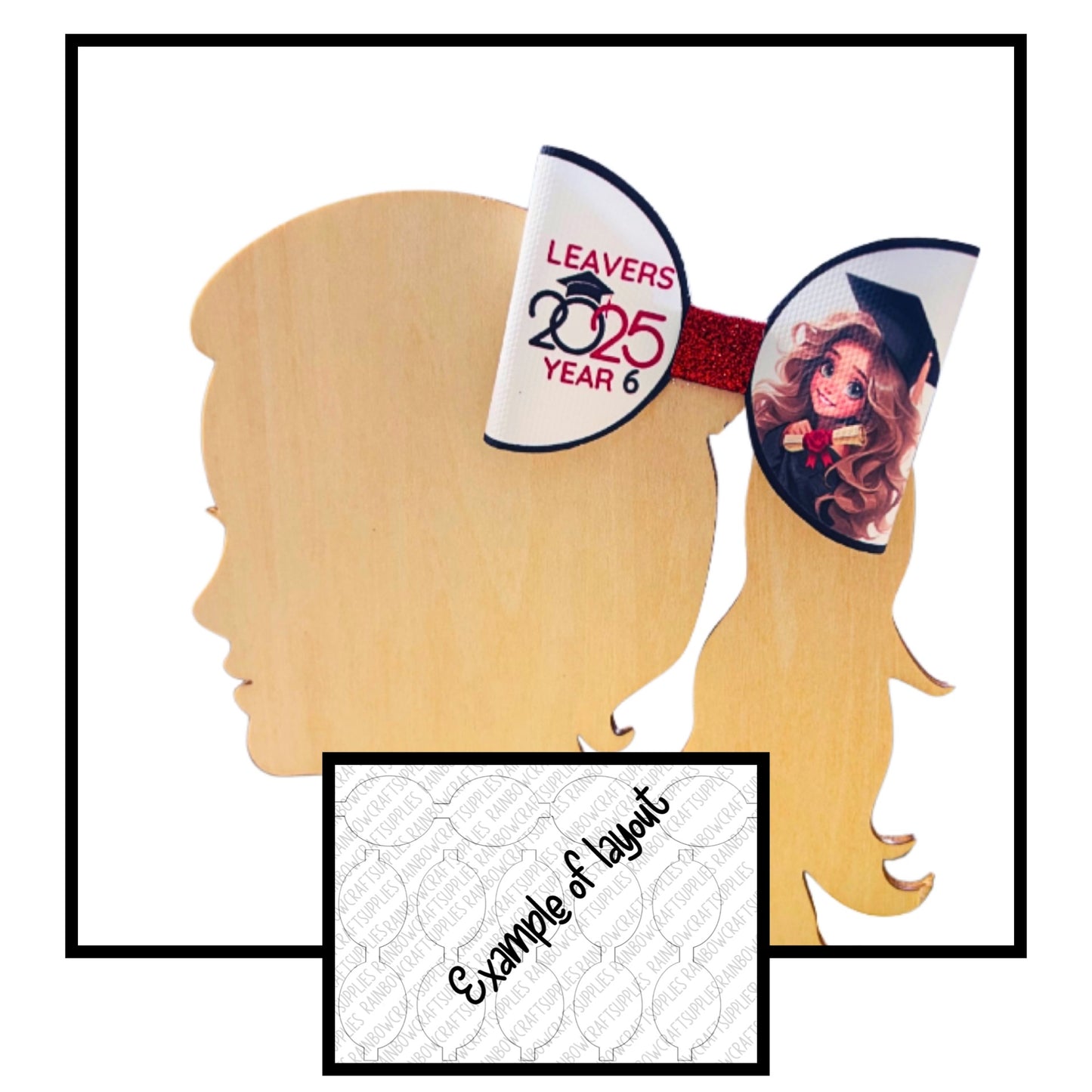 Year 6 Leavers theme themed pre printed canvas hair bow loops x 7