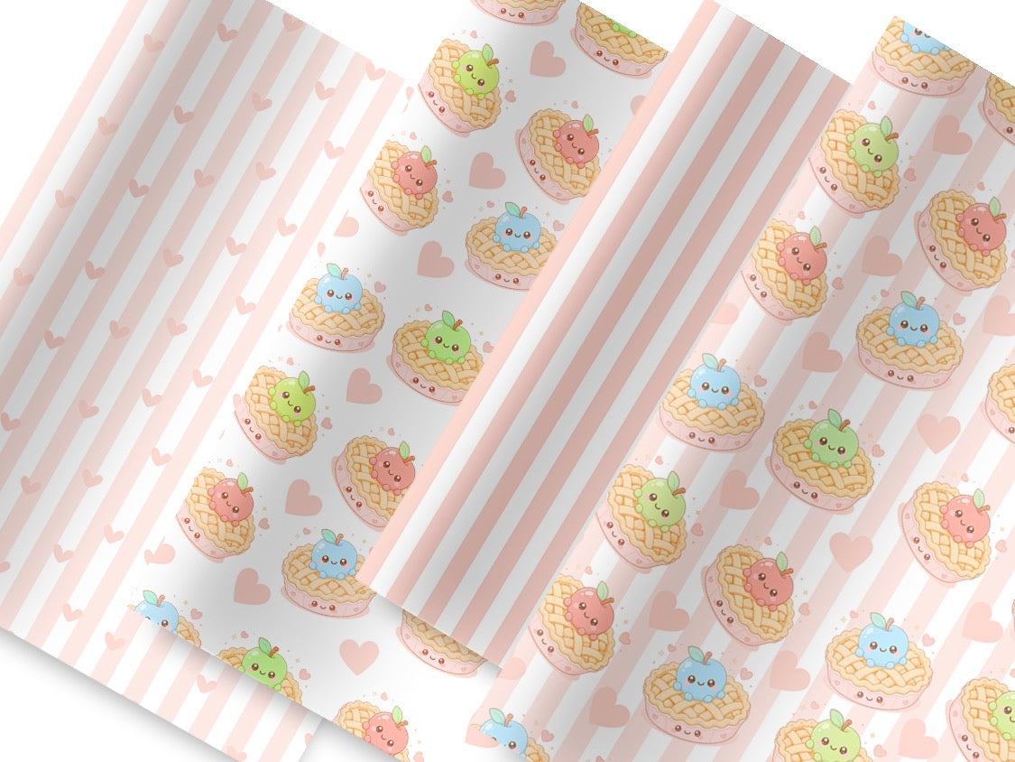 Kawaii Apple pie Squishy in house leatherette printed Fabric A4