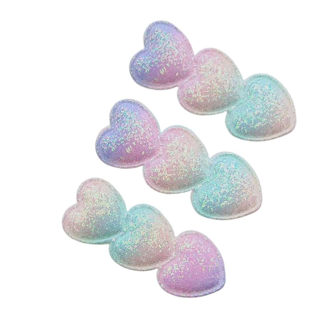 Triple heart glitter appliqué embellishments clip cover