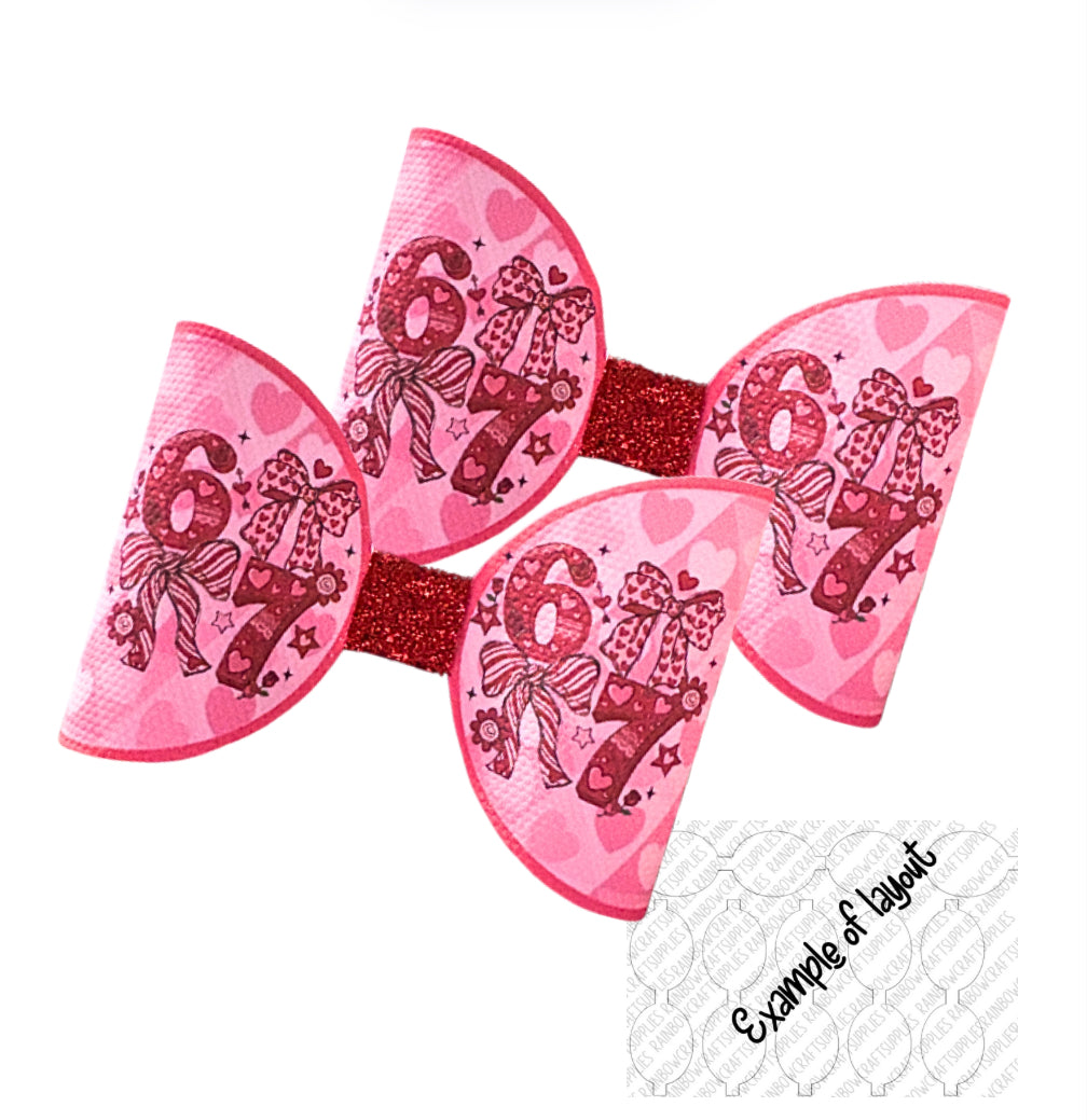 7 x printed in house Leatherette bow loops 3.5” “6 7”