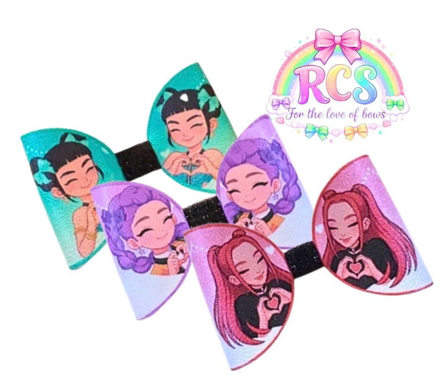 7 x In house Printed Leatherette bow loops 3.5” kpop