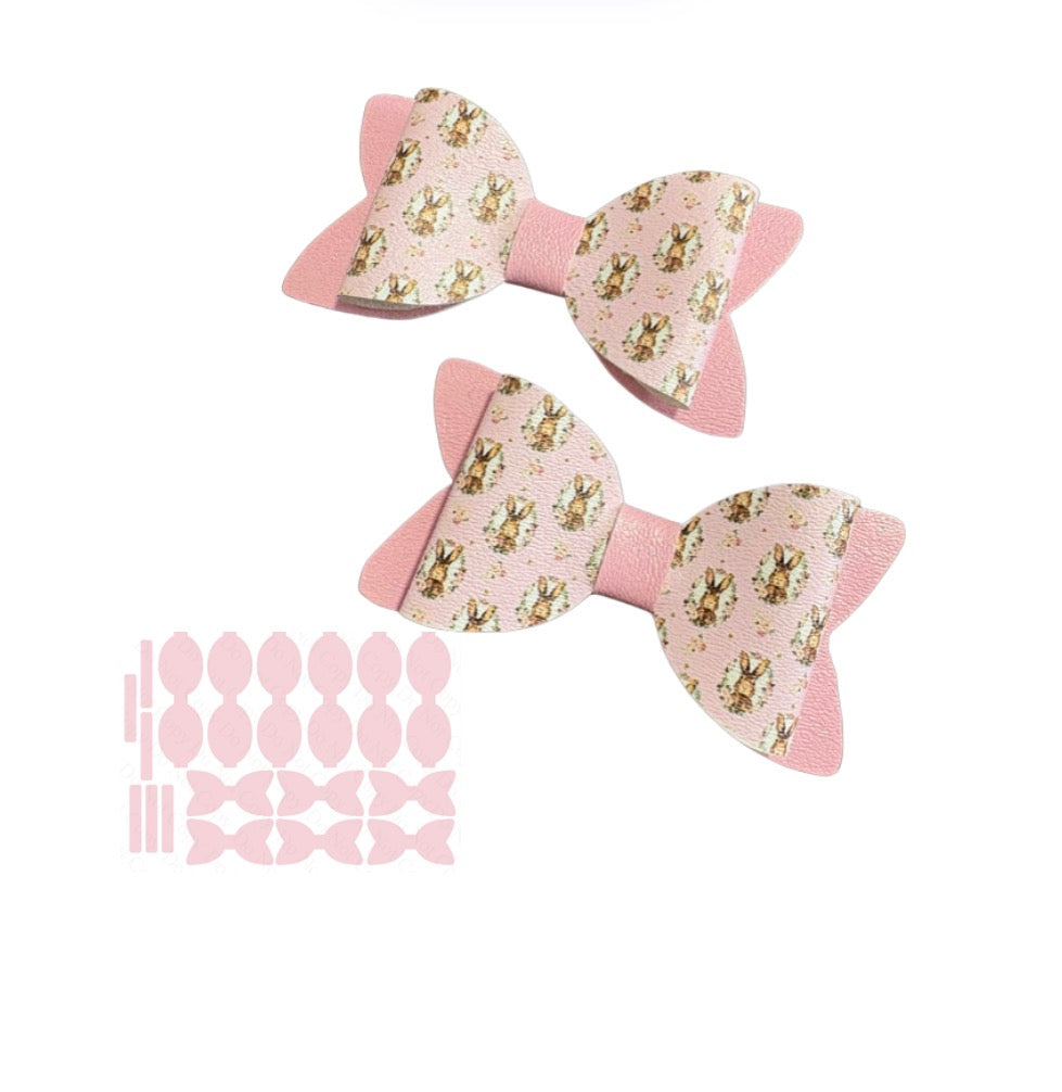 6 x piece 3” printed Canvas Bow loops tails and centre strips Bunny’s