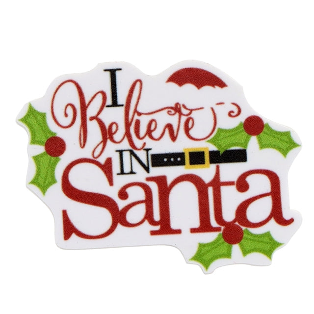 I Believe in Santa laser cut flat back glitter antlers embellishments x 4