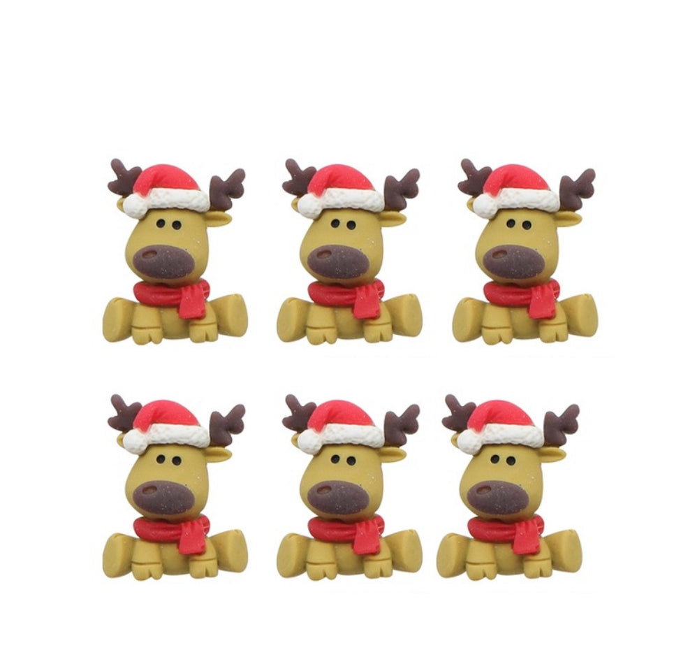 Cute reindeer Christmas 3D embellishments x 4