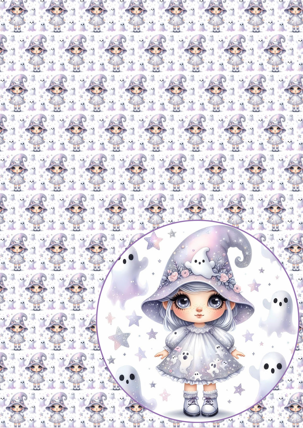 Ghostly Girl house printed premium canvas fabric A4