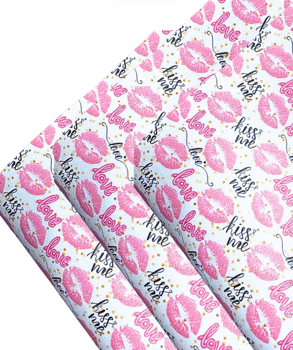 Heart lips printed premium canvas fabric fabric A4