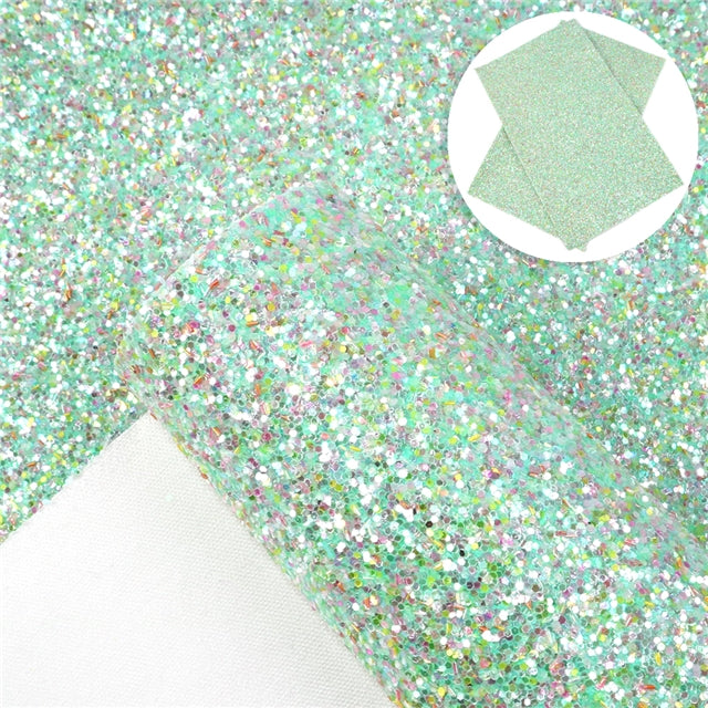 Mint Frosting mixed chunky glitter fabric A4