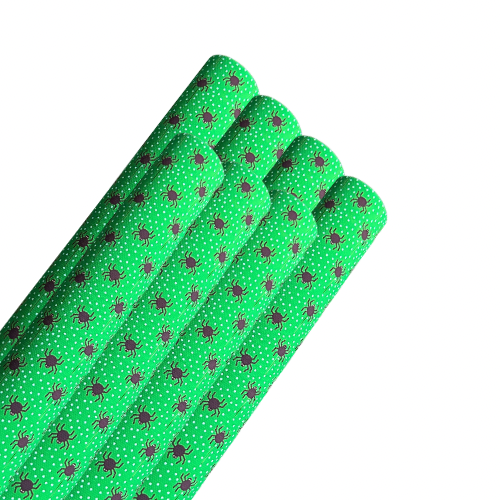 Green spider Halloween themed printed premium canvas fabric fabric