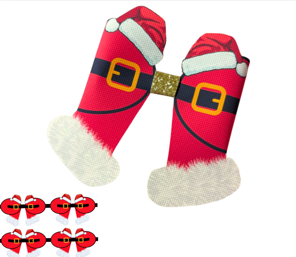 4 x Fluffy Santa 3D leatherette hair bow loops 3.5”