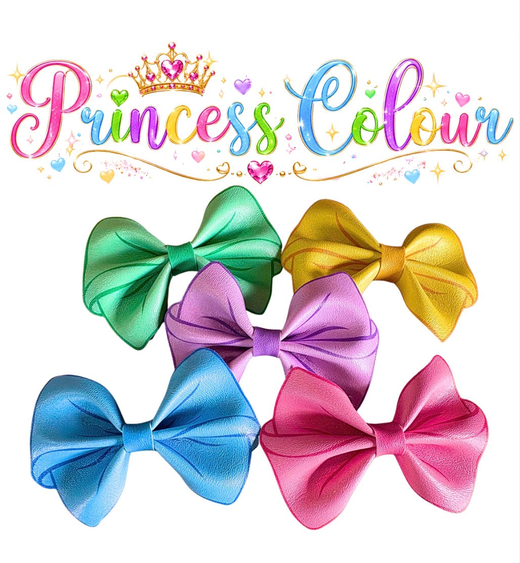 5 x Cut around Pinch bow set 3.5” Princess colour choice