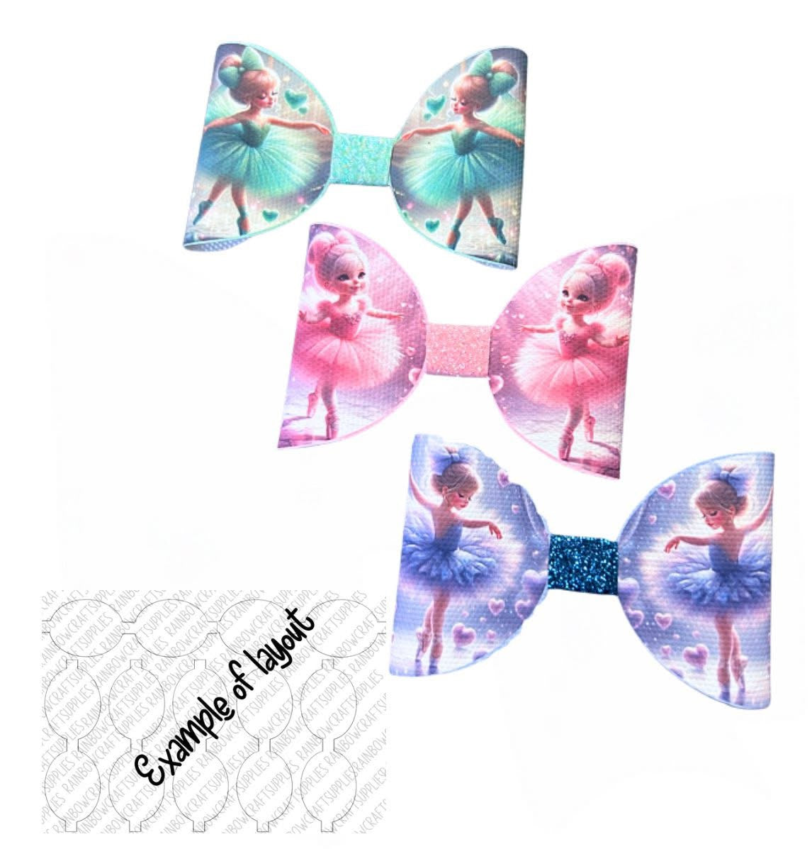 7 x printed canvas bow loops 3.5” Ballerina