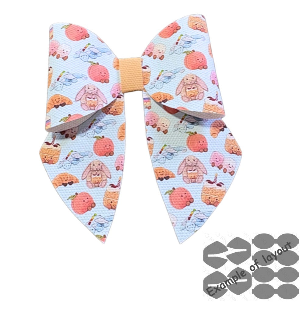 4 x printed in house Canvas bow loops and Sailor Tails 3.5” plushy bears