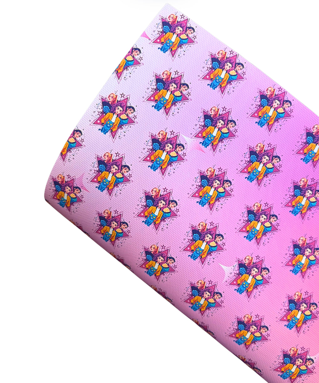 Printed Canvas fabric A4 Rainbow Demon girl