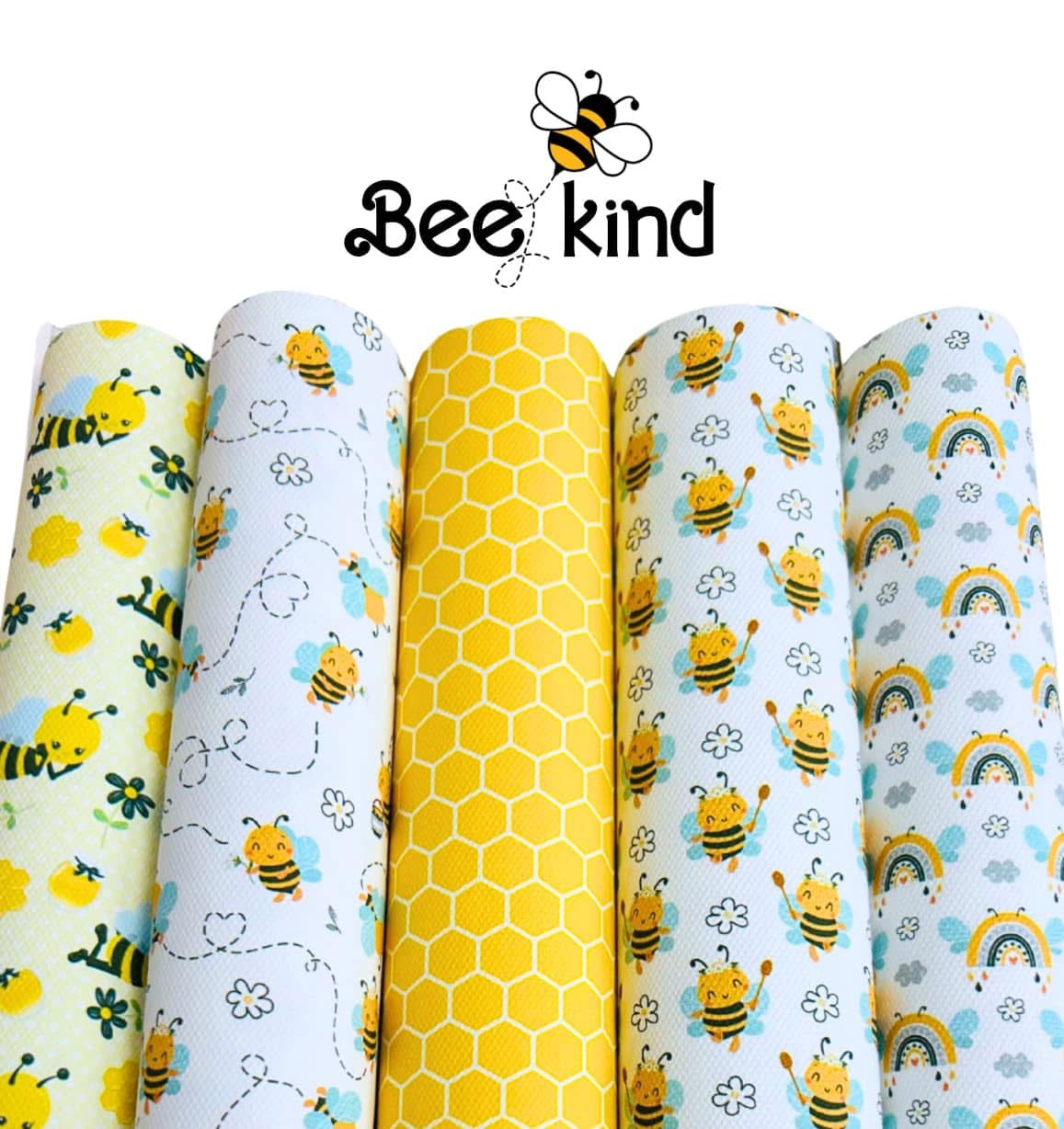 5 x Bumble Bee themed printed canvas sheets A4