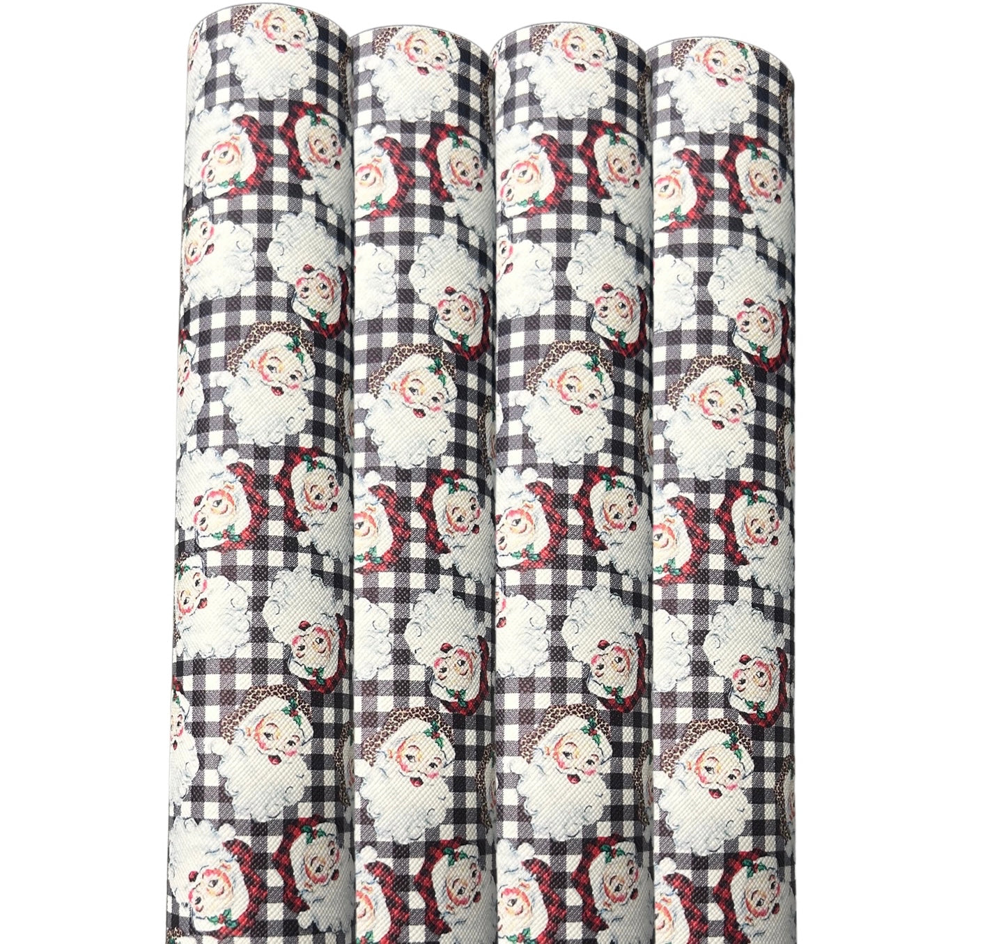 Hey Santa checked patterned leatherette fabric