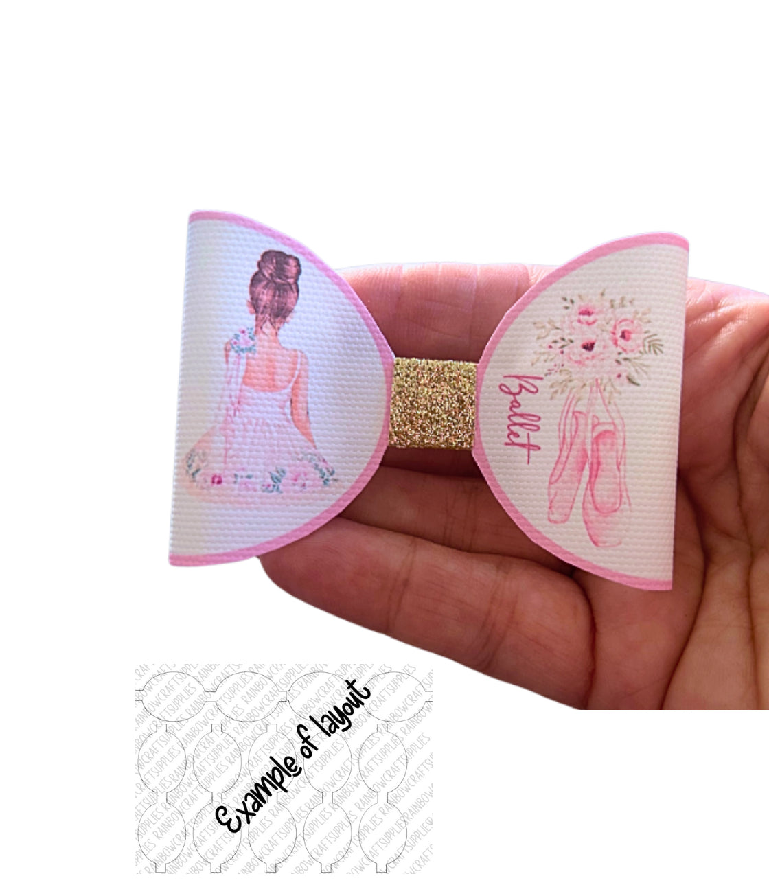 7x Ballerina printed canvas bow loops 3.5”