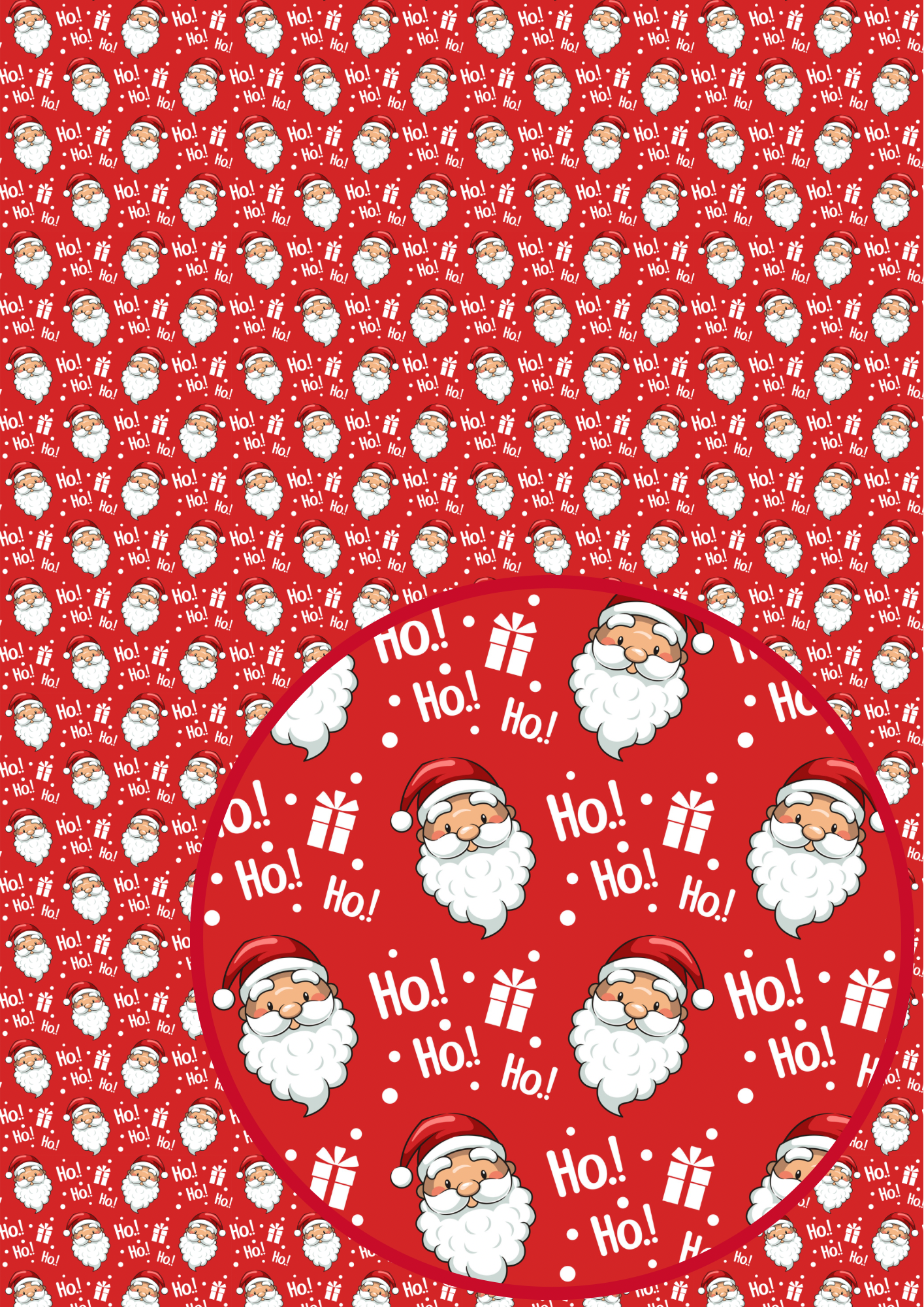 Cute Ho Ho Ho Santa printed 280gsm canvas fabric A4