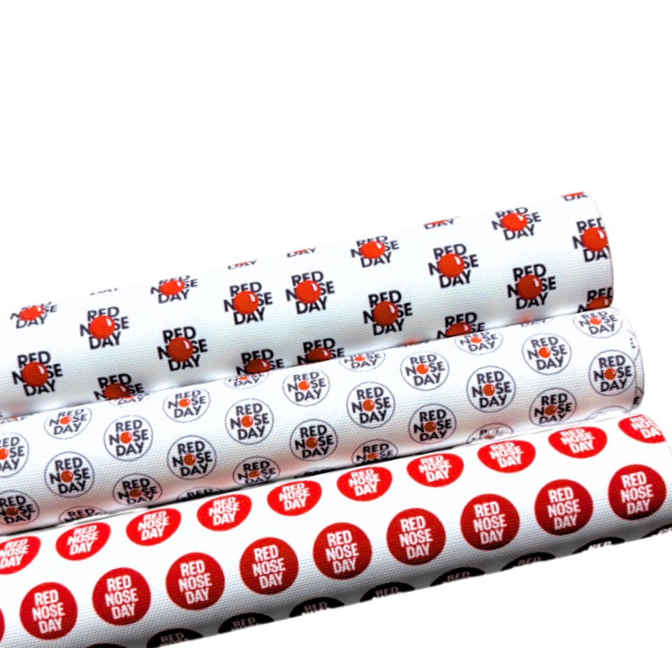 3 x Red nose theme printed canvas fabric A4