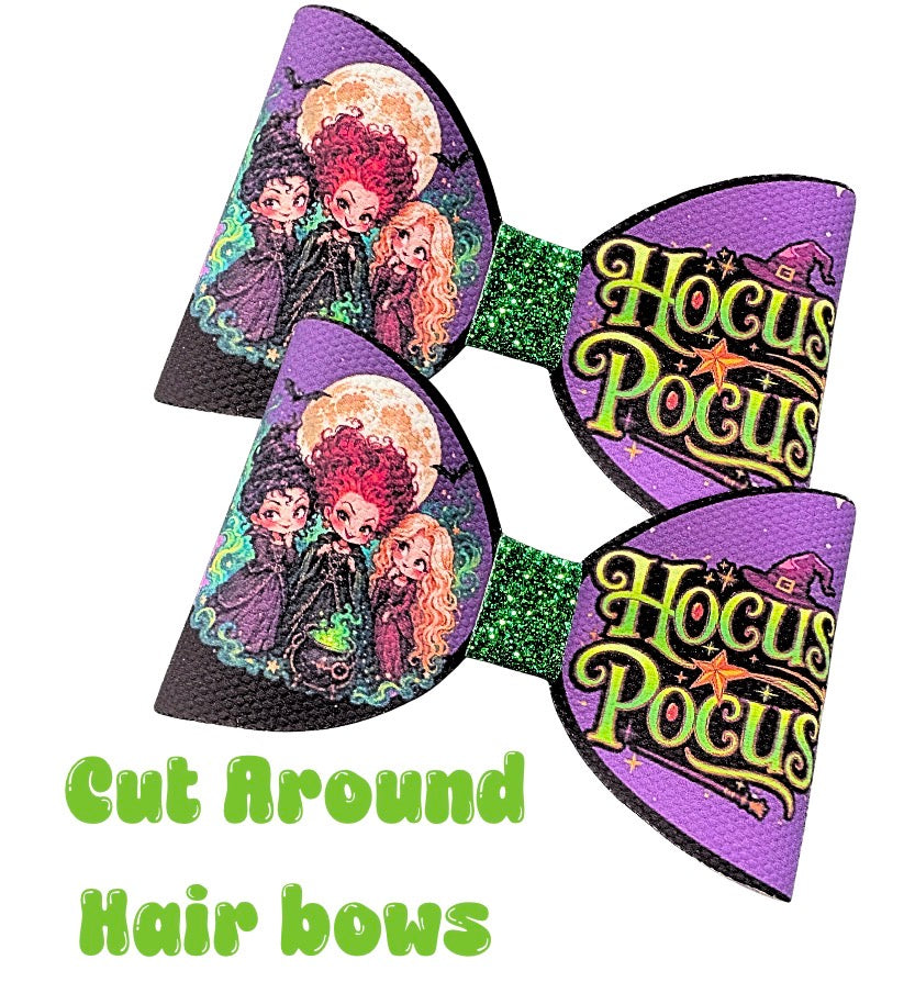 7 x Cut around hair bow loops 3.5” Canvas/leatherette Witches