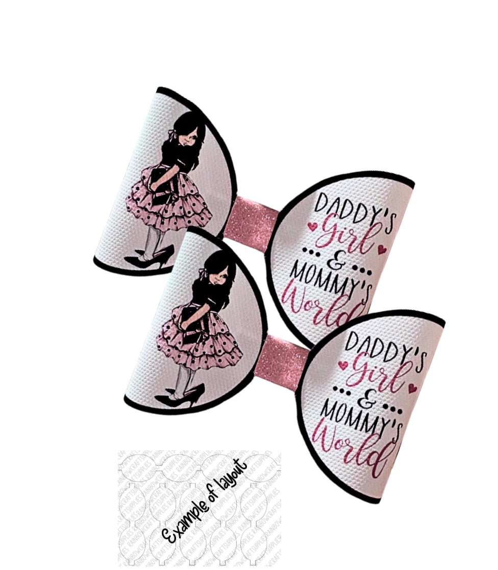 7 x Mother’s Day printed leatherette hair bow loops 3.5”