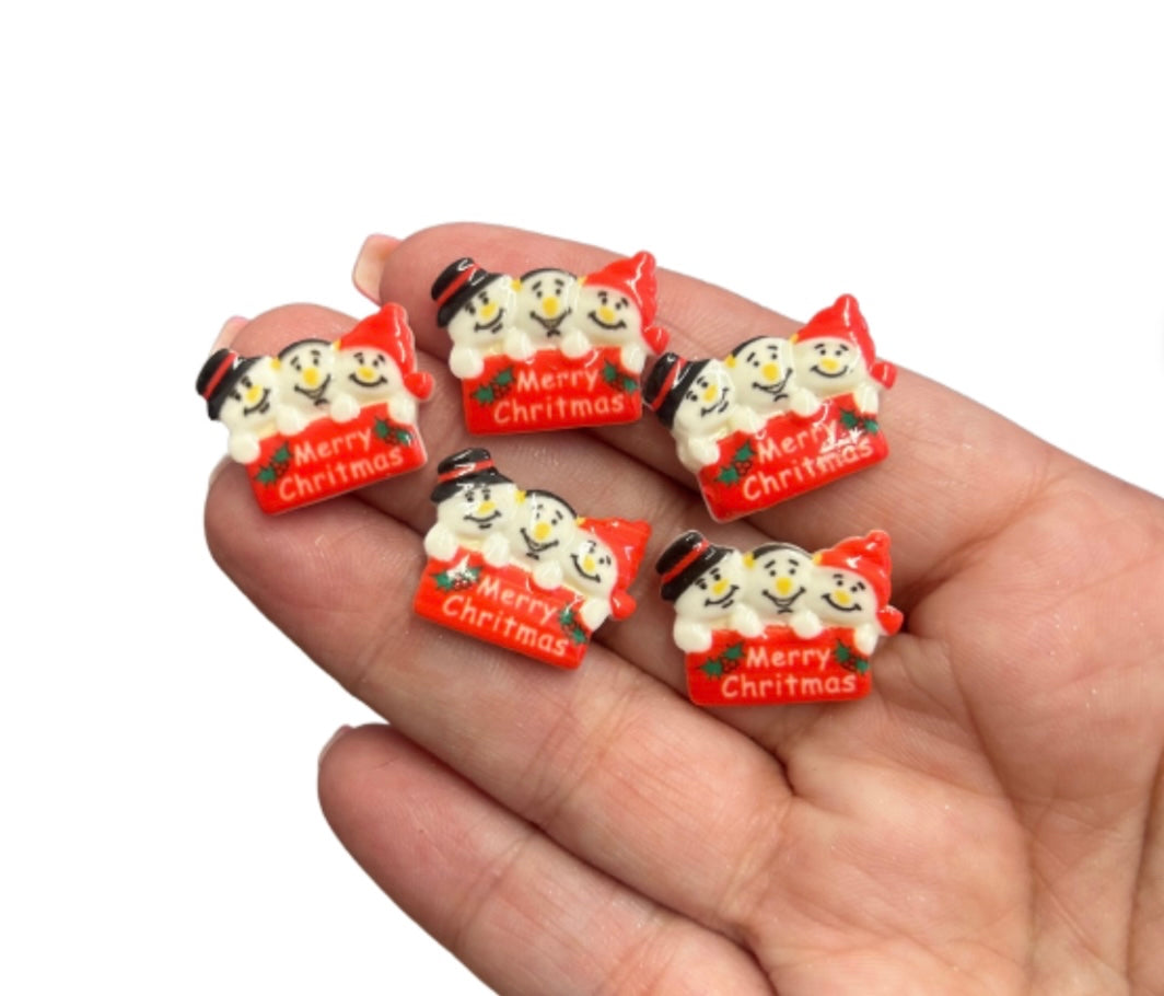5 piece Merry Christmas resin flatback embellishments