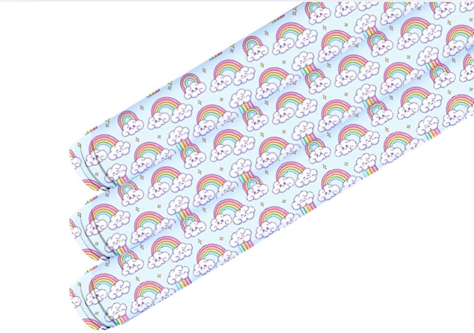 Canvas printed fabric A4 Clouds and rainbows