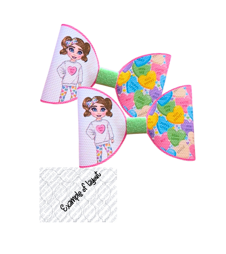 Sweetheart Candy girl printed canvas bow loops x 7