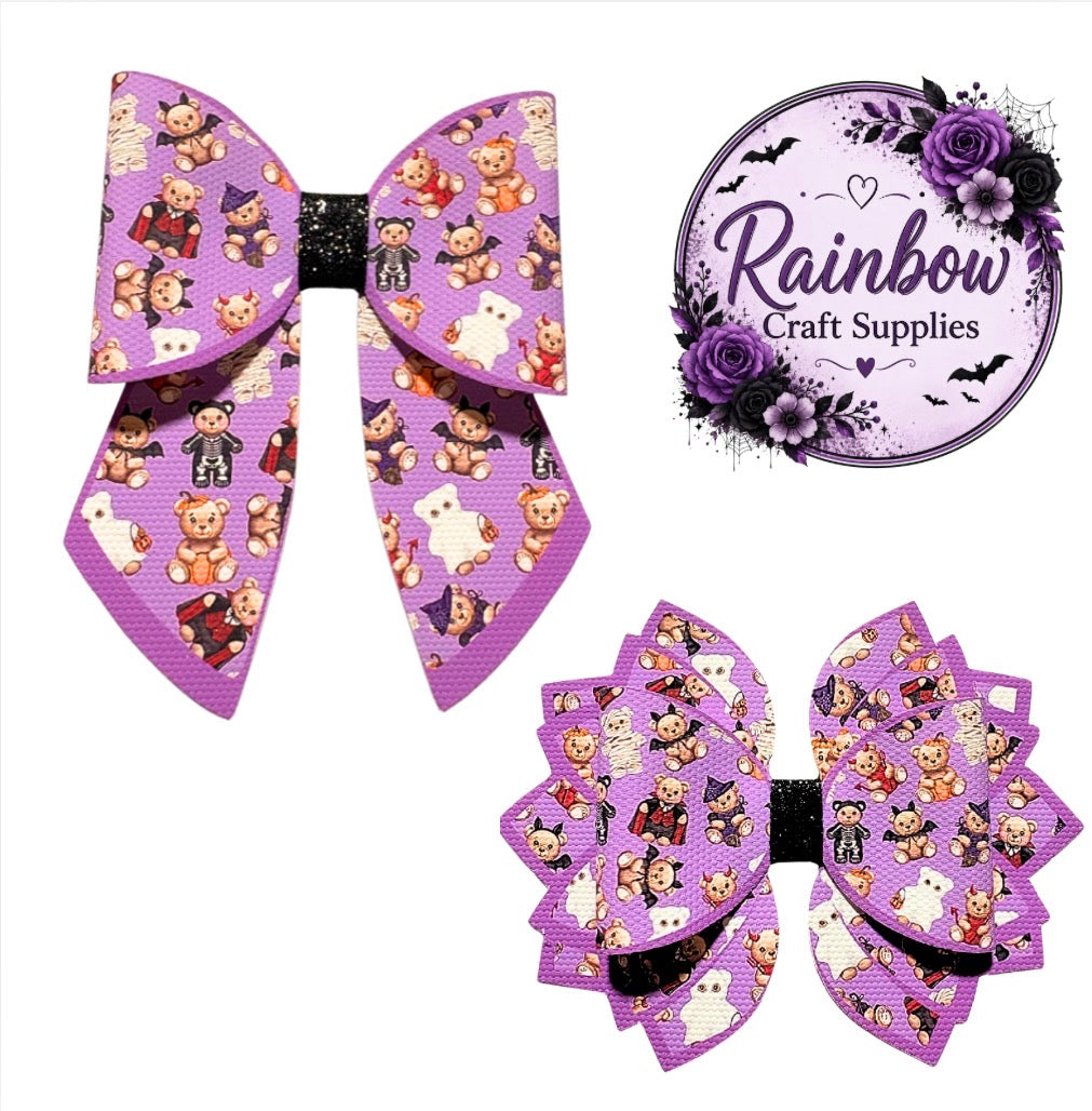 4 x Cute Ghosts & Ghoul Teddies around Bows 3.5”