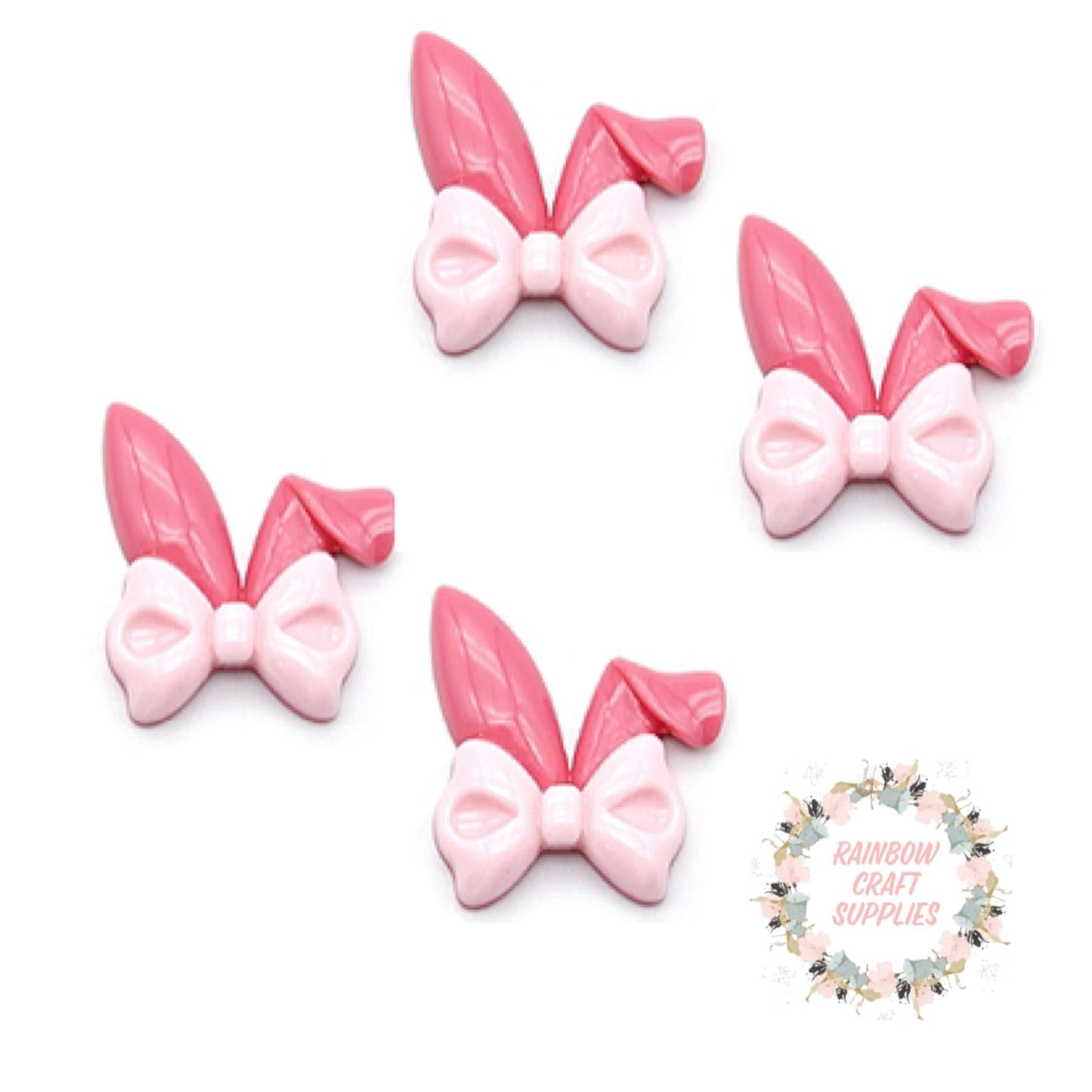 Bunny bow ears flat-back embellishments x 4