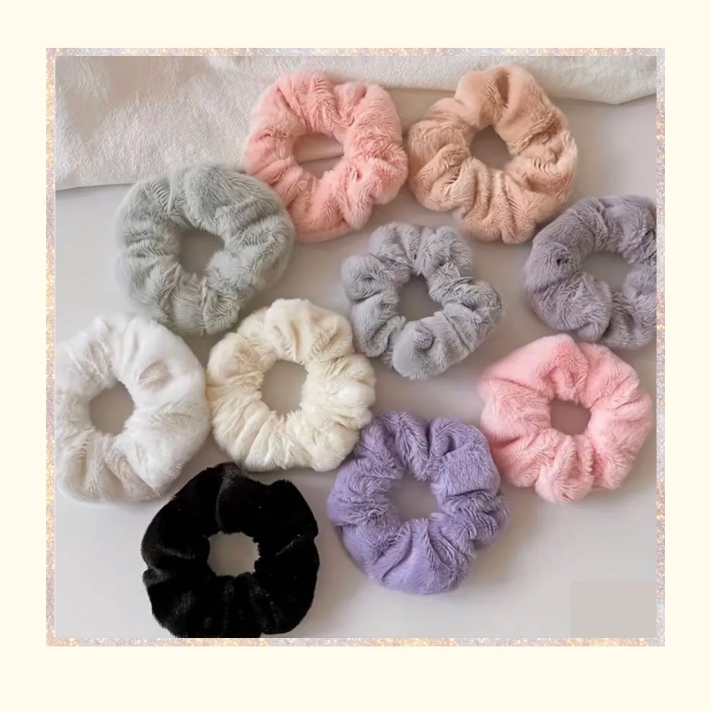 Soft Pastel plush winter scrunchies
