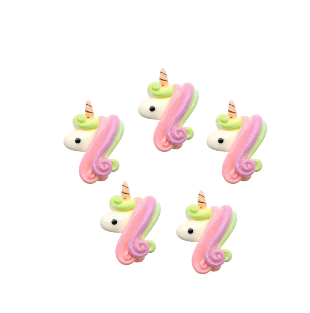 5 x Glossy Unicorn resin flatback embellishments