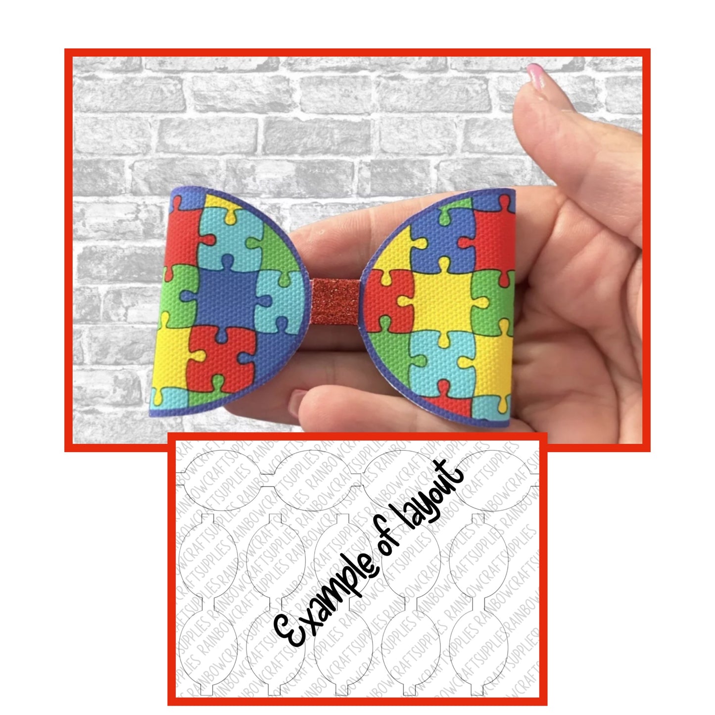 Autism awareness themed pre printed canvas hair bow making sheet a4