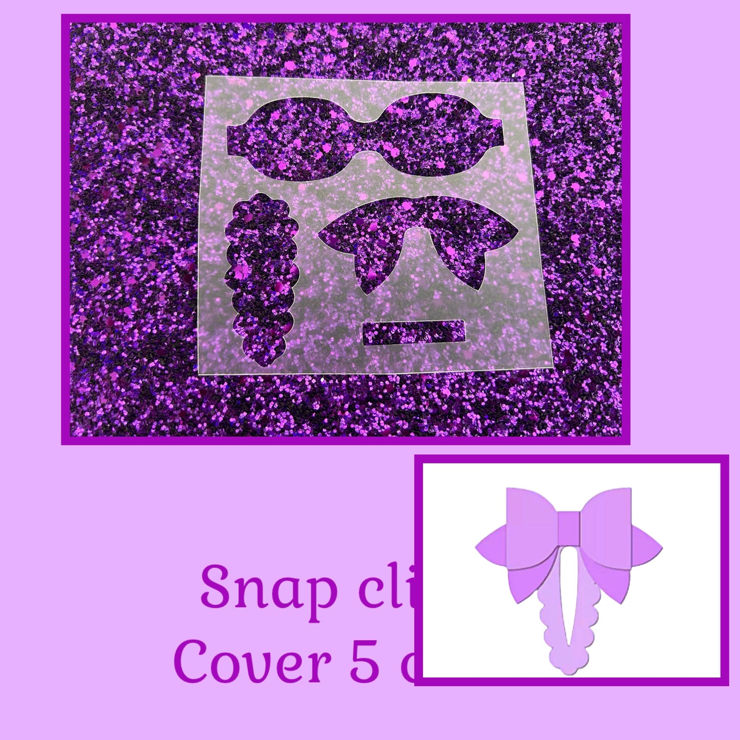 5cm Snap clip cover with bow plastic Hair bow stencil
