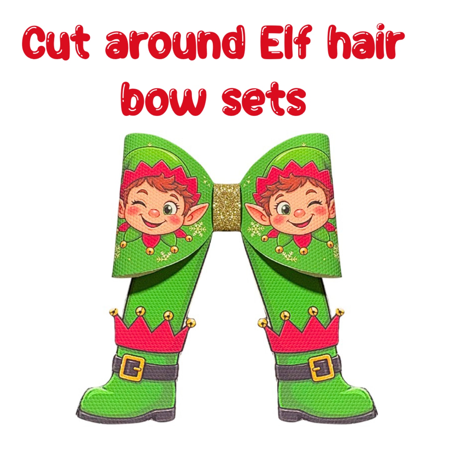4 Cheeky Elf 3D Cut around hair bow loops & tails 3.5”(Leatherette or Canvas)