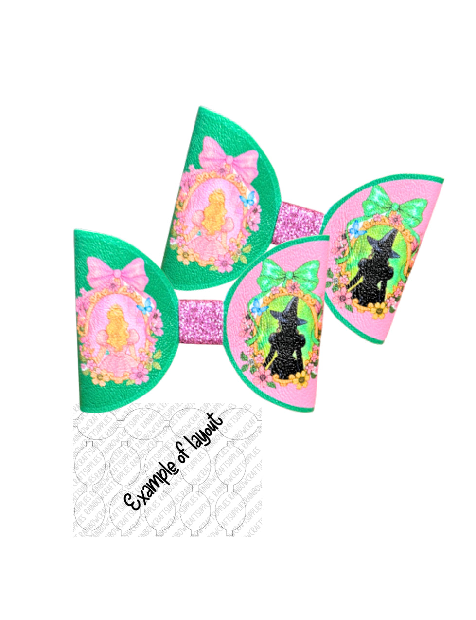 Good witches themed In house printed leatherette bow loops x 7 (3.5”) Wicked