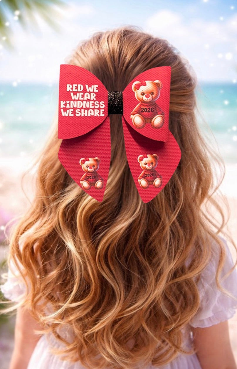 4 piece Teddy Red Nose leatherette bow loops and Sailor Tails 3.5”