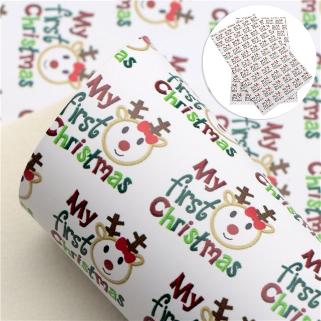 My 1st christmas smooth leatherette fabric