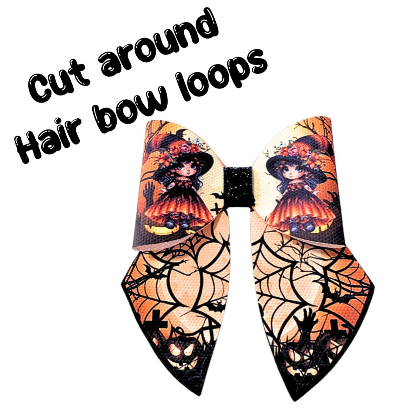4 x spooky Witch theme cut around canvas sailor bows 3.5”