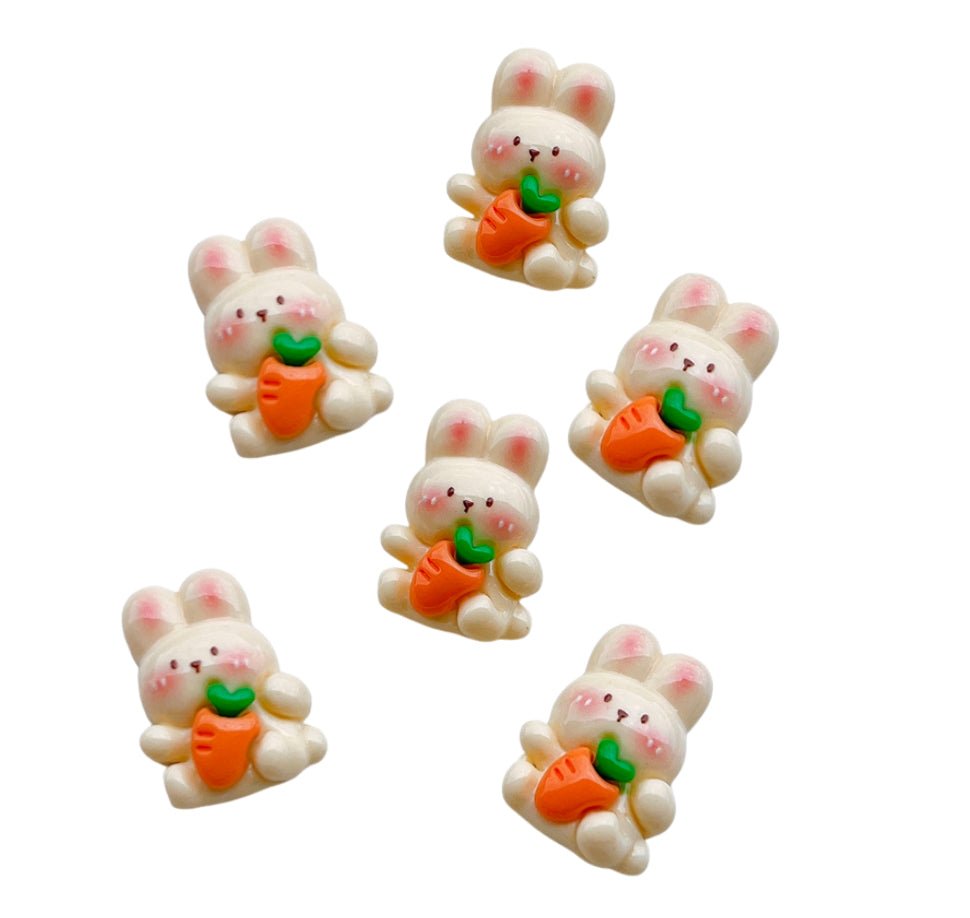 5 x Cute Bunny 3d resin flatback Embellishments