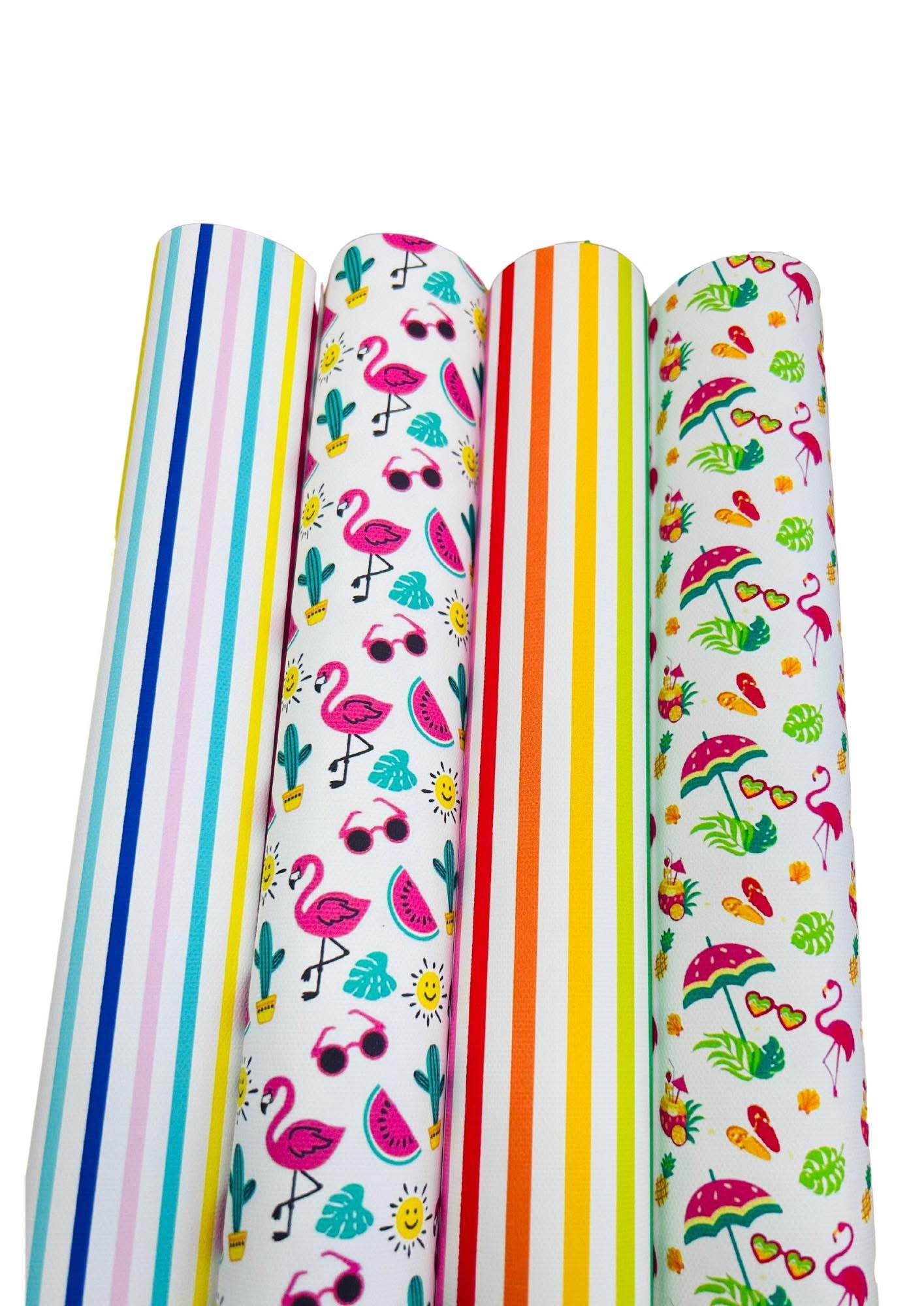 Summer Flamingo themed printed premium canvas fabric A4