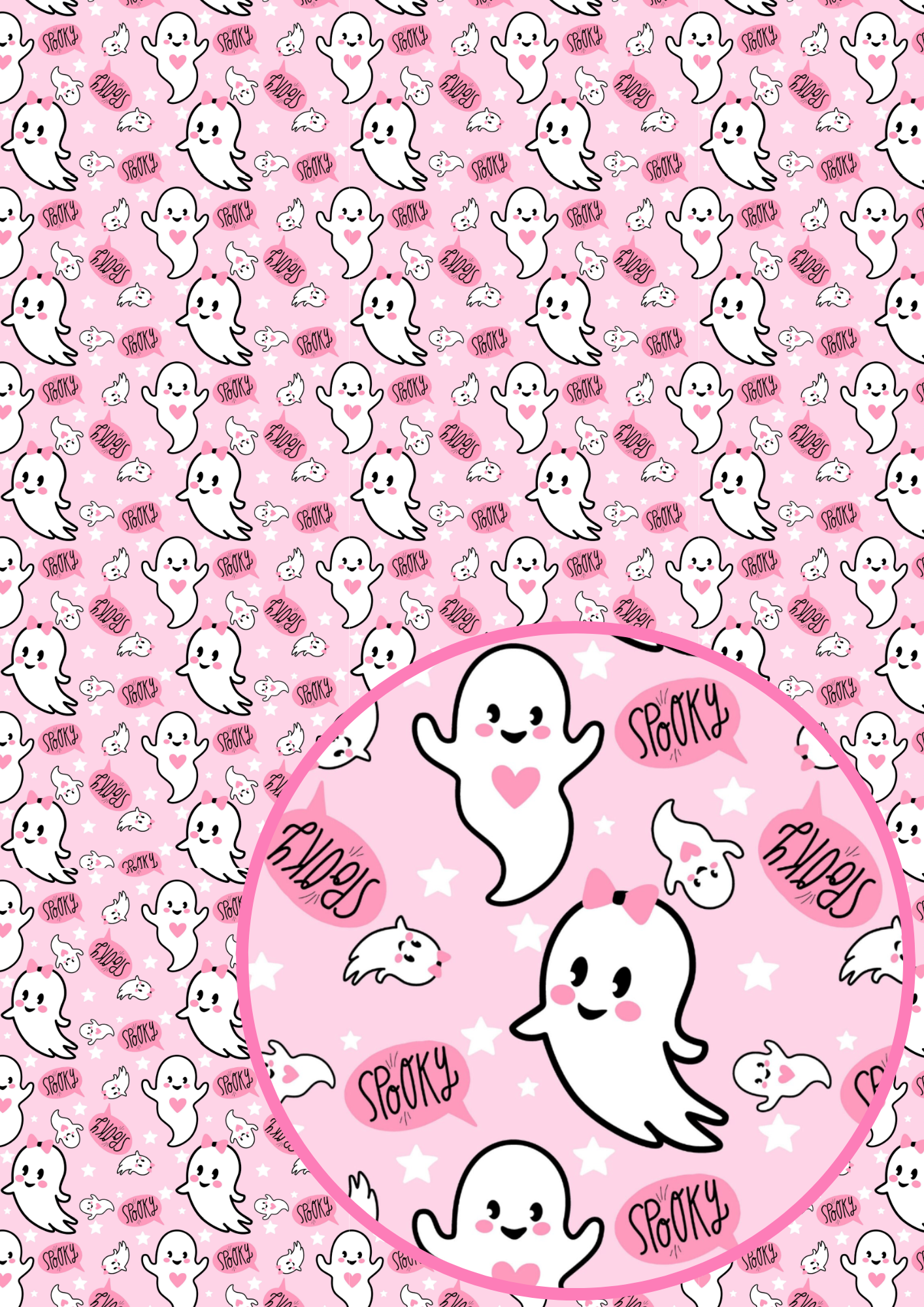 Groovy ghosts printed premium canvas fabric A4