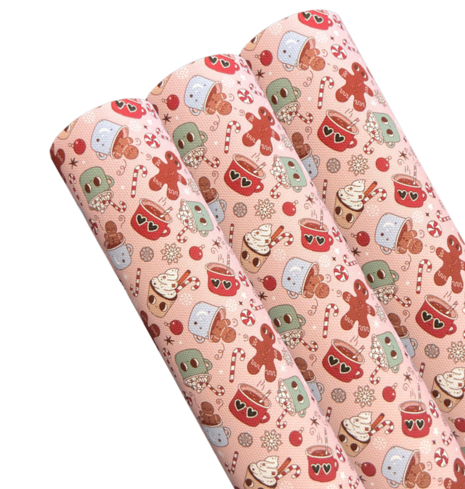 Gingerbread & Hot Chocolate printed canvas fabric