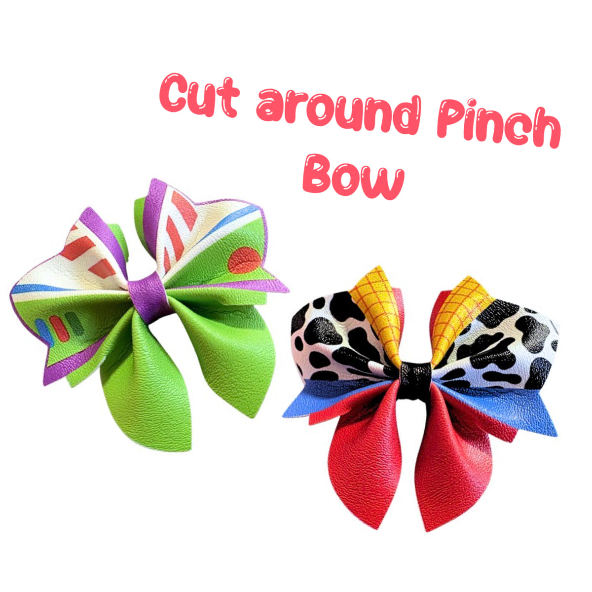 4 x Cut around Pinch leatherette bows and centre strips