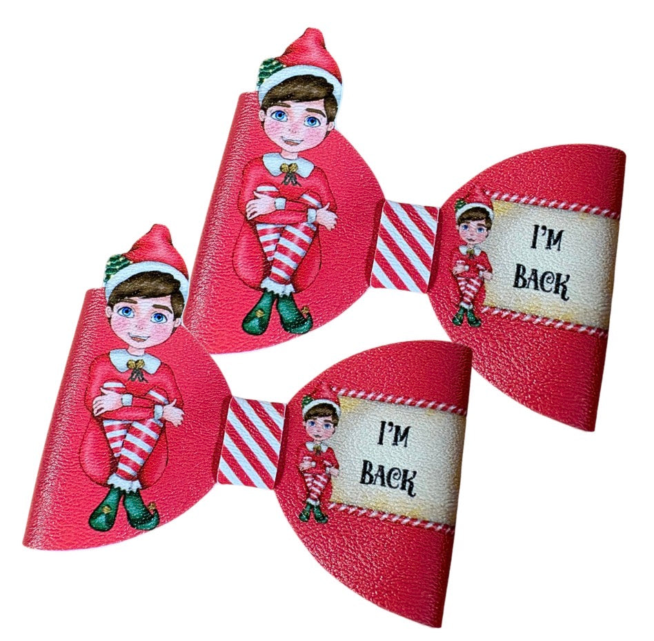 6 x 3D Elf Cut around hair bow loops 3.5” Canvas/leatherette