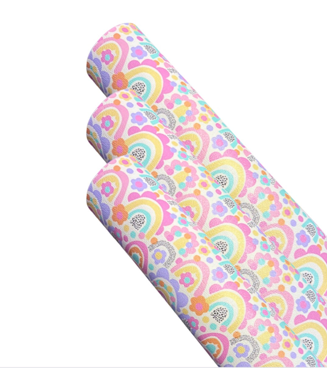 In house leatherette fabric A4 Ditsy Floral Rainbows